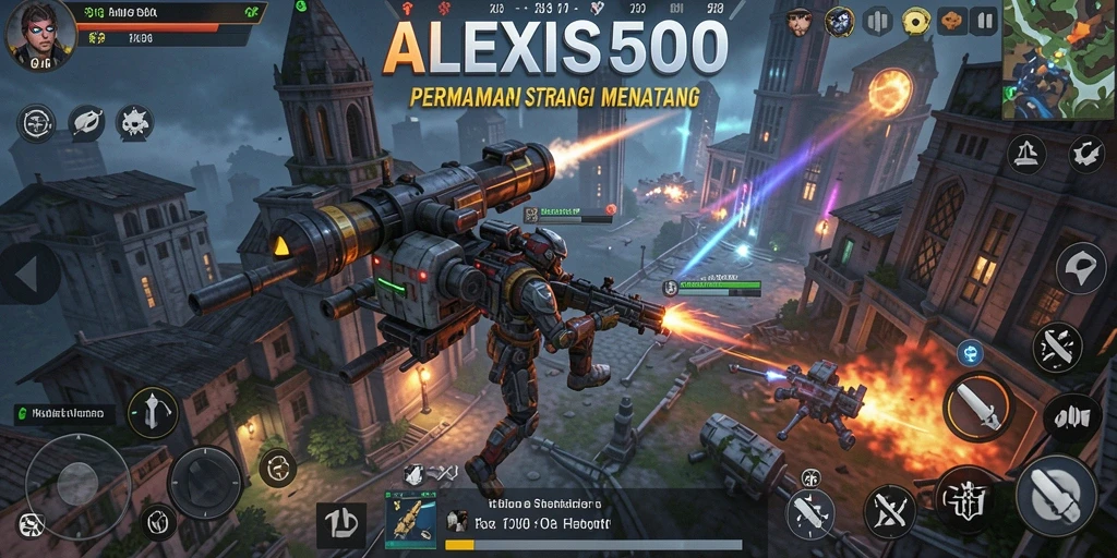 Screenshot gameplay ALEXIS500 menampilkan taktik dan strategi dalam pertempuran.