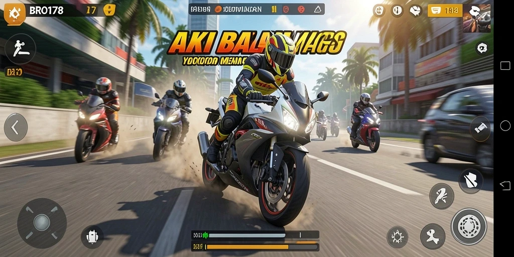Screenshot utama BRO178 menampilkan balapan penuh aksi motor yang mendebarkan.