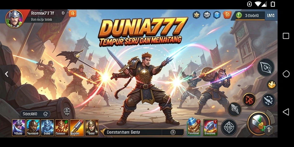 Tampilan gameplay seru dari DUNIA777 saat pertempuran berlangsung.