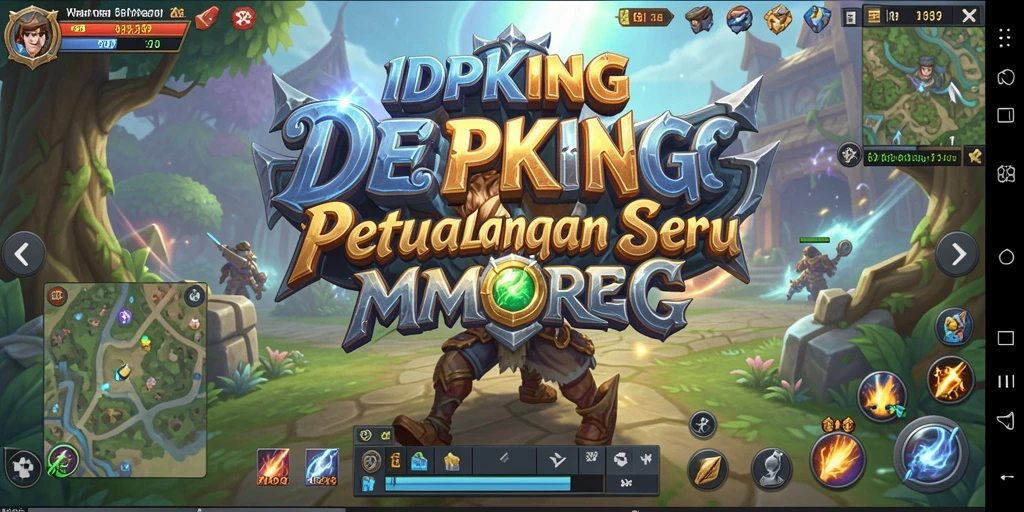 Tangkapan layar gameplay IDPKING memperlihatkan pertarungan epik dan dunia yang luas.