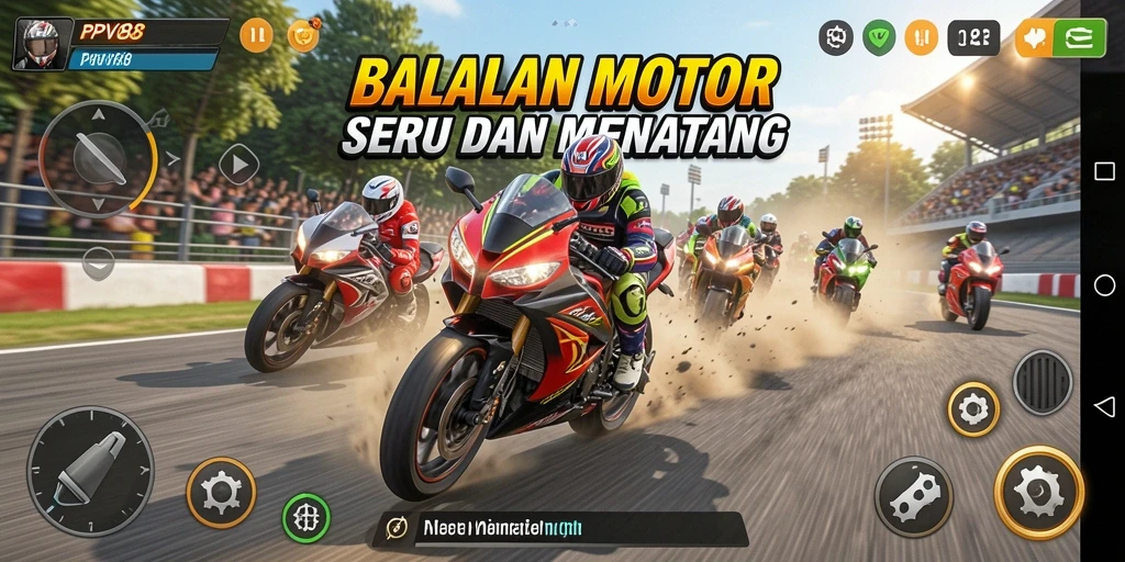 Gameplay seru PPV88 dengan motor balap yang cepat dan sirkuit menantang.