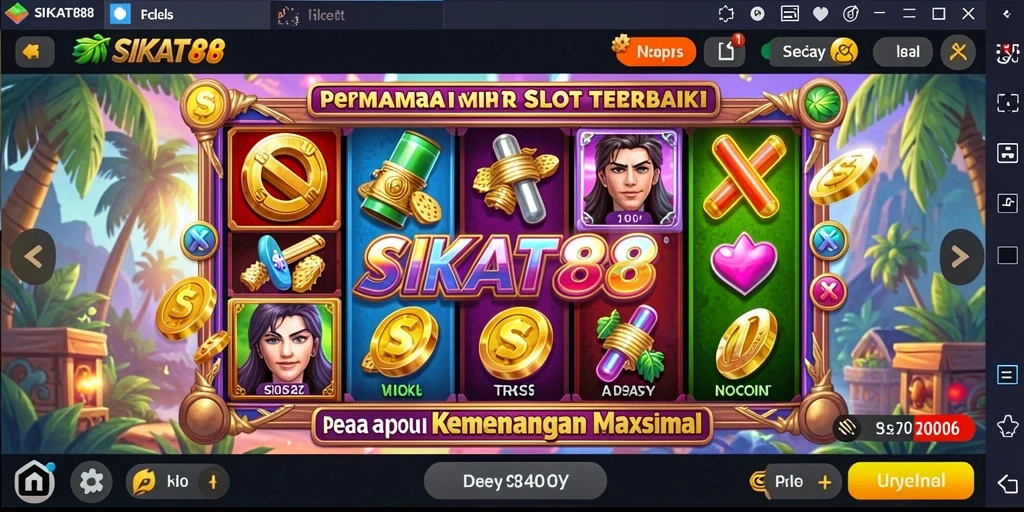 Menampilkan gameplay menegangkan dengan simbol slot yang berkilauan.