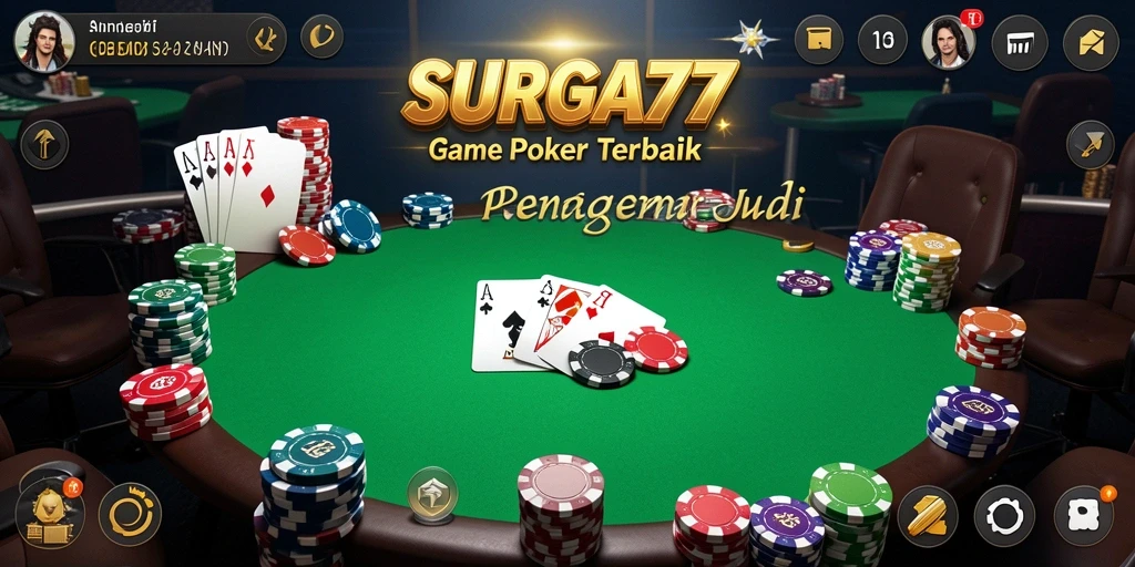 Tampilan tampak dinamis dari gameplay Poker di SURGA77.