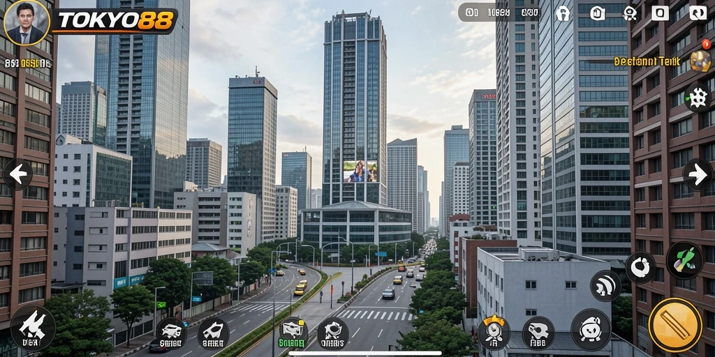 Tangkapan layar dari gameplay mendebarkan Tower Defense TOKYO88.